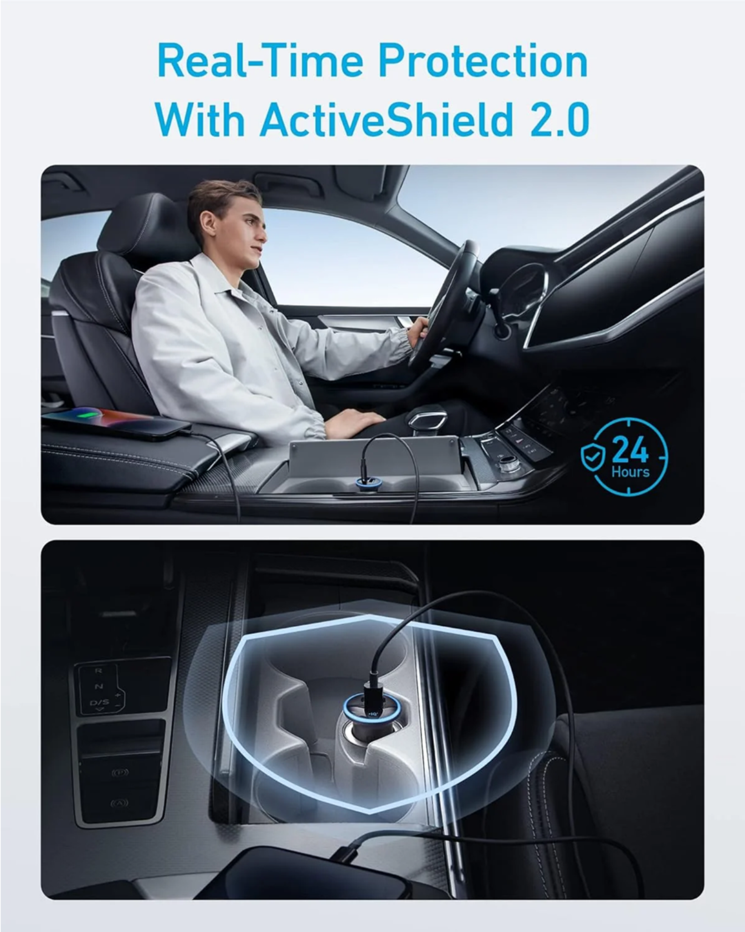 Anker 323 Car Charger (52.5W) Black, USB-A - 22.5W Charging, USB-C - 30W Charging