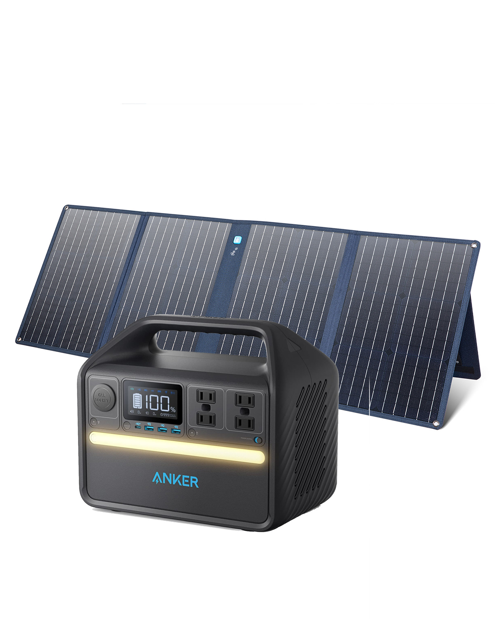 Anker 535 Portable Power Station (PowerHouse 512Wh) Black +  Anker 625 PowerSolar 100W