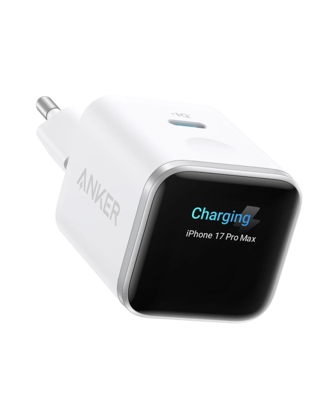 Anker Nano Charger (45W, Smart Display) White, Smart iPhone Recognition With Care Mode, 45W Max Fast Charging with Smart Power Adjustment, Pocket Size, Powered by GaN
