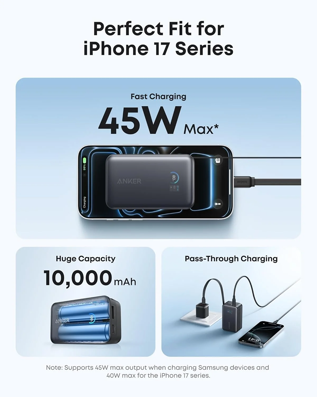 Anker Nano Power Bank (10K, 45W, Built-In Retractable USB-C Cable) Black