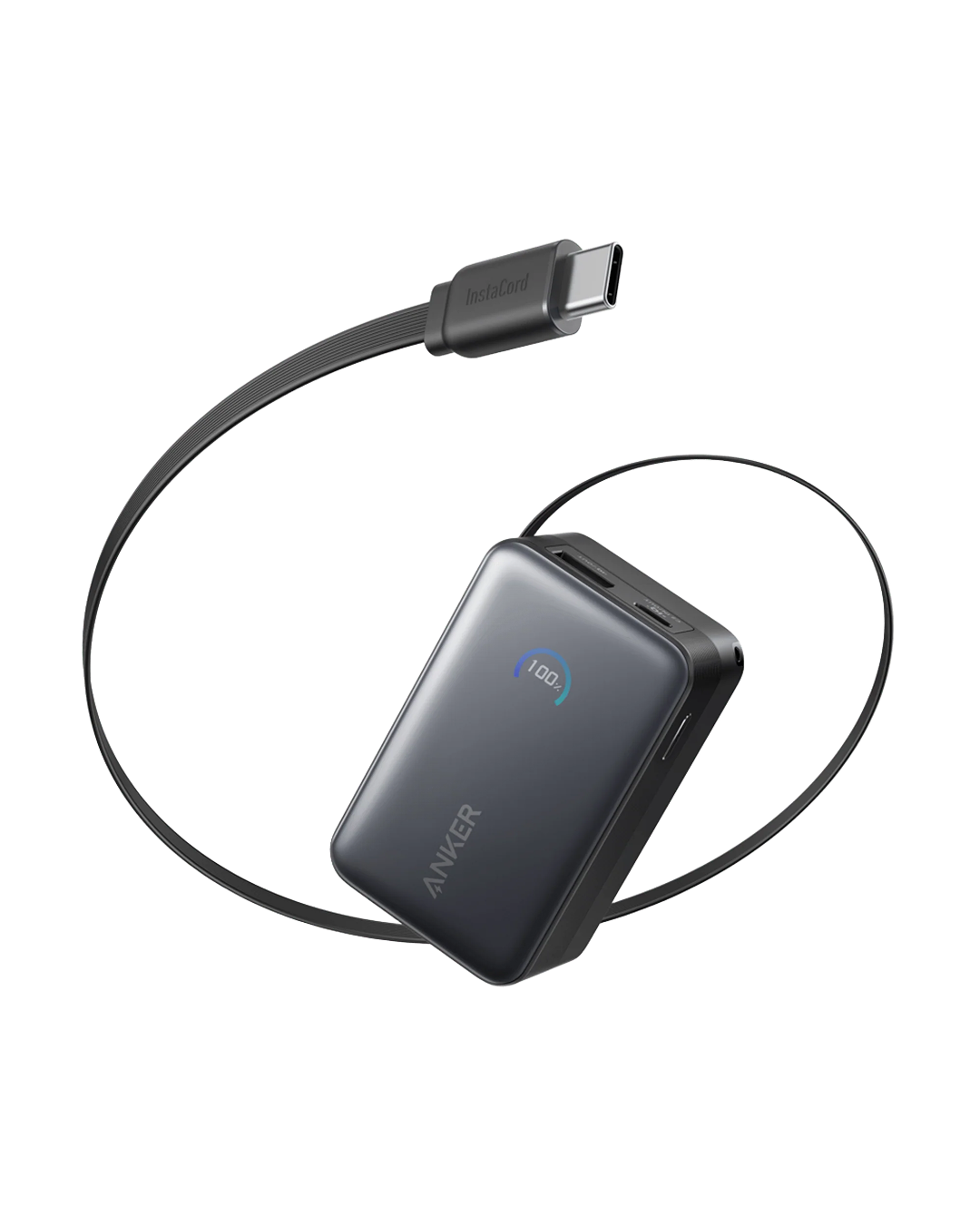 Anker Nano Power Bank (10K, 45W, Built-In Retractable USB-C Cable) Black