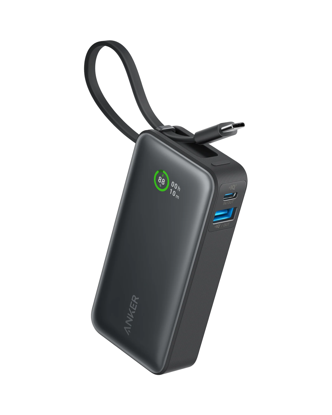 Anker Nano Power Bank(30W,Built-In USB-C Cable) Black