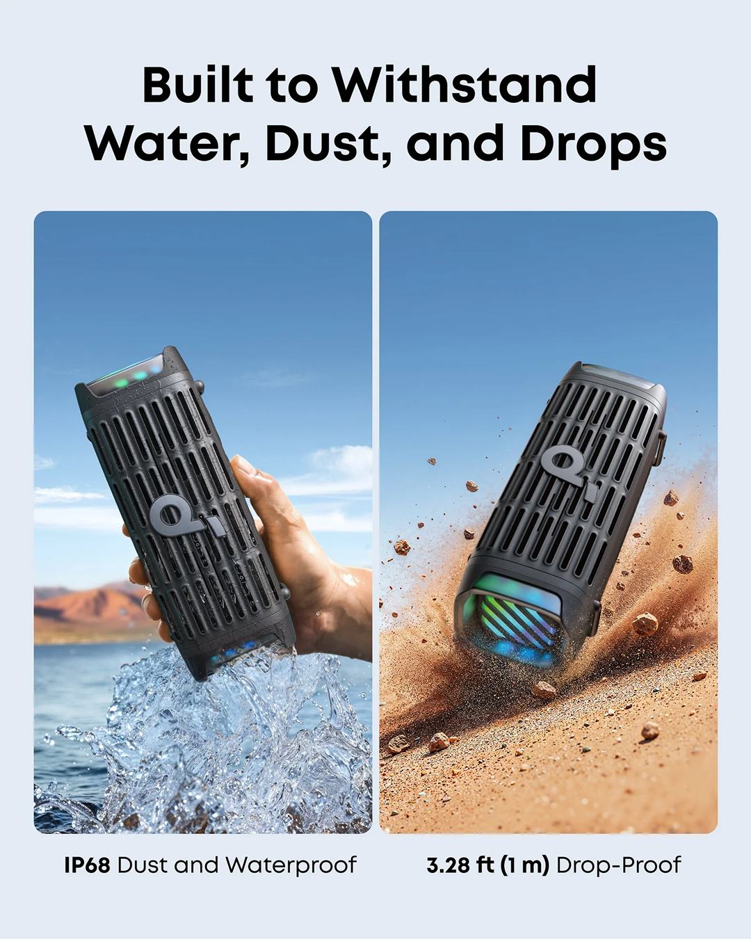 Anker, Soundcore Boom 3i Blue, IP68 Dust and Waterproof, 16Hrs Playtime, 5x Saltwater-Resistant