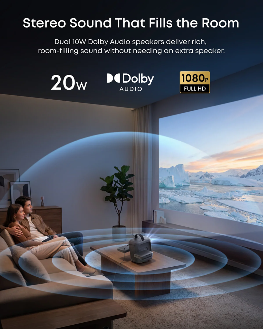 Anker, soundcore Nebula P1i Black, 1080p FULL HD, 2x 10W Flipable Speakers with Dolby Audio, up to 150" Screen Size, Screen Fit with Auto Keystone Correction, Google TV.
