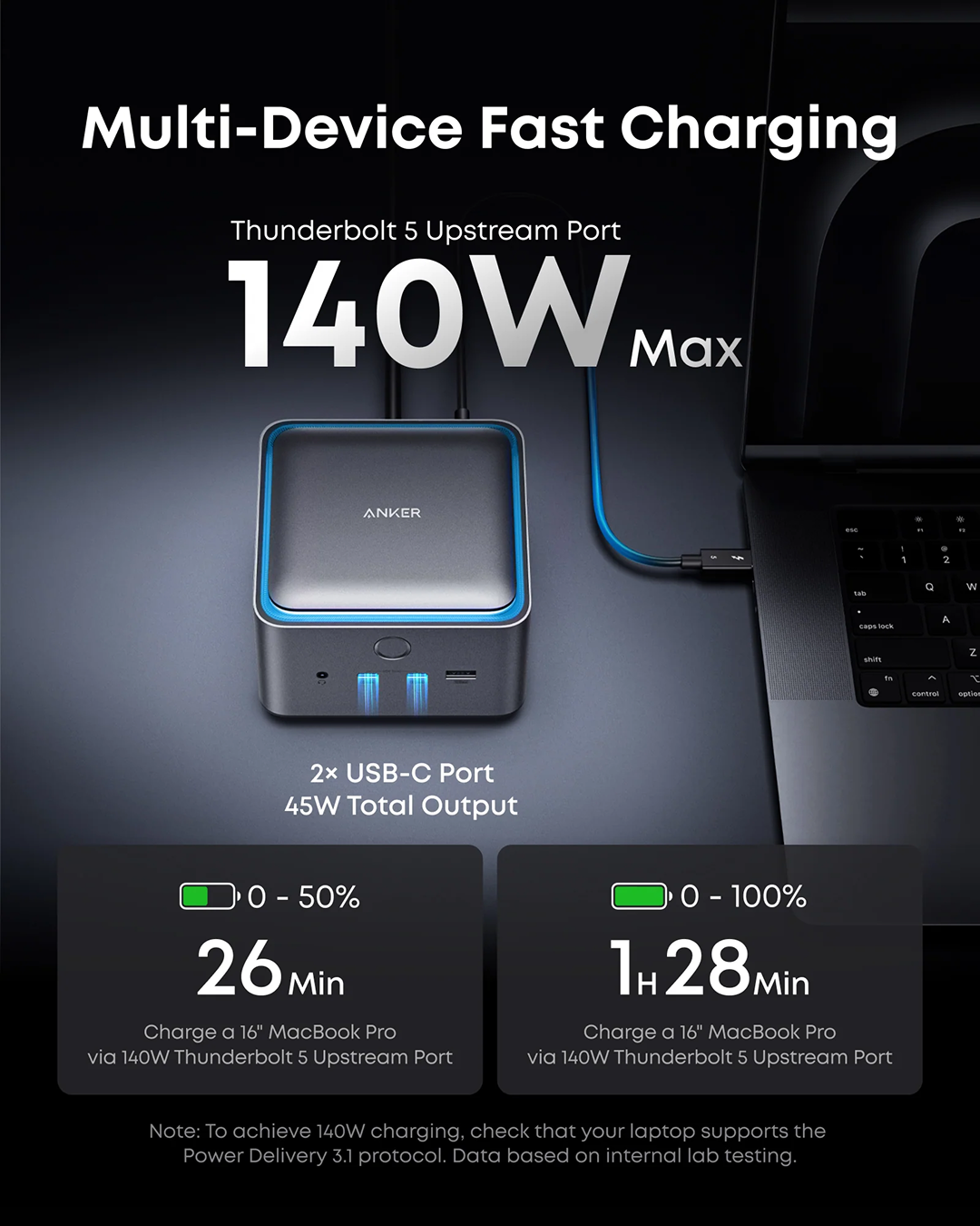 Anker Thunderbolt 5 Docking Station Gray 14-in-1 Thunderbolt 5 Dock