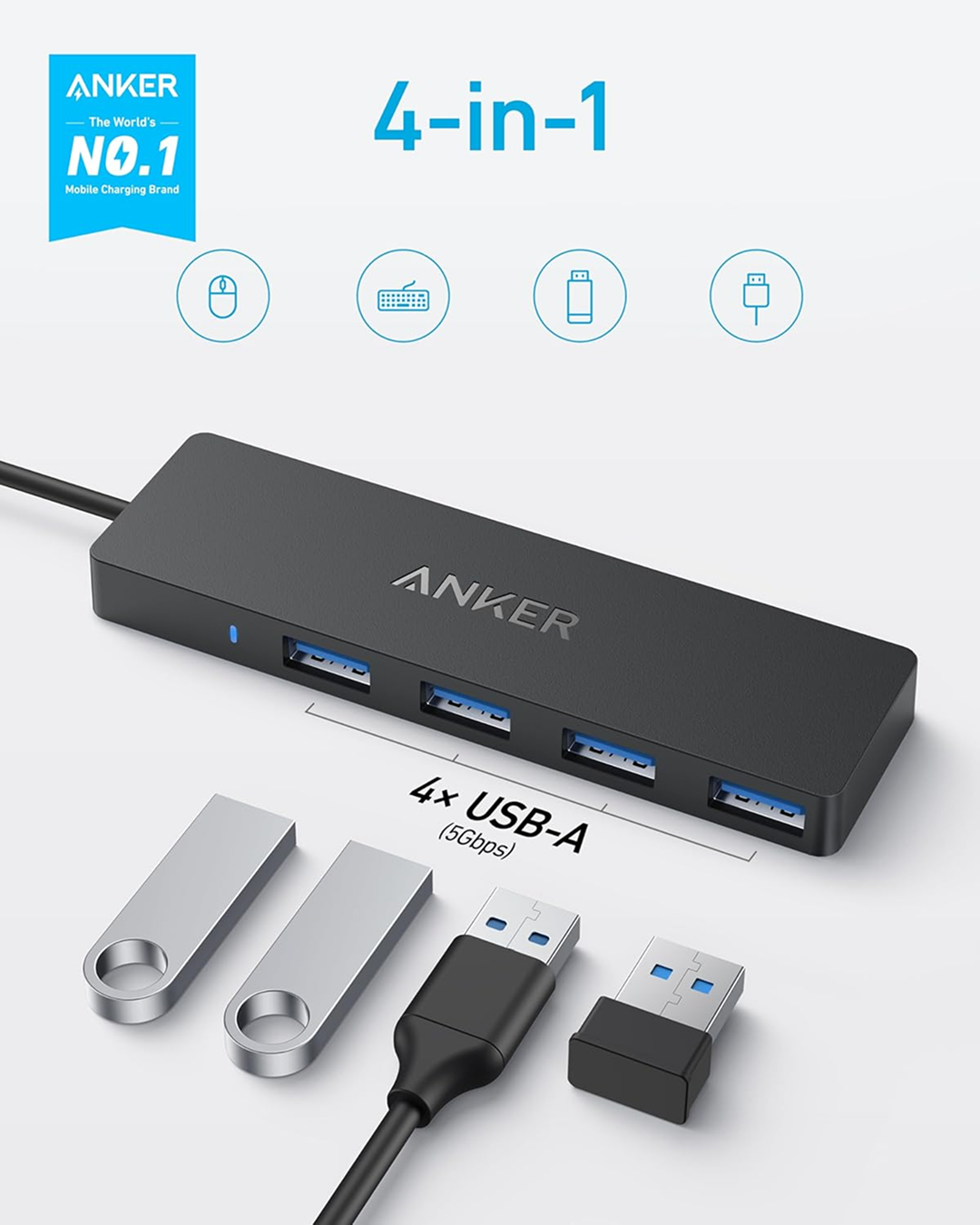Anker USB-C Data Hub(4-in-1, 5Gbps) Black