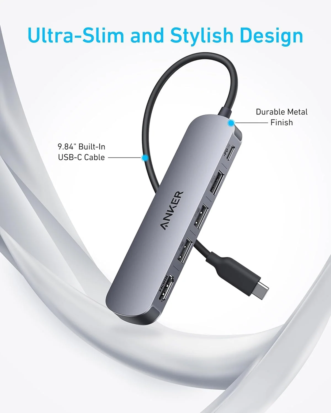 Anker USB-C Hub (5-in-1, 4K HDMI) Gray