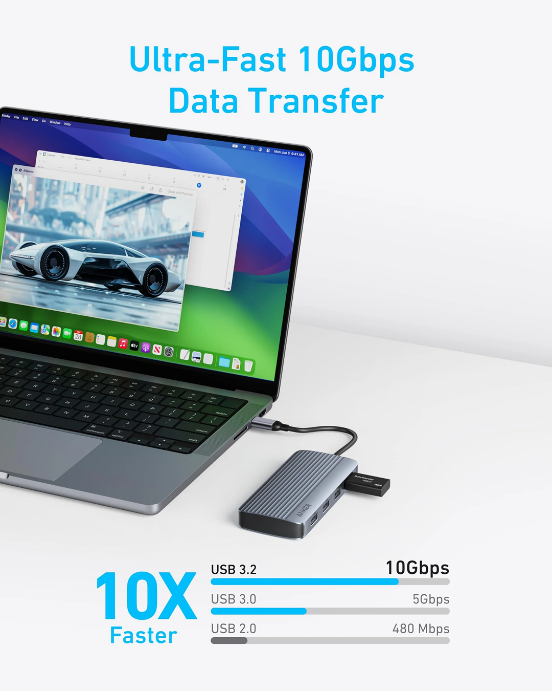 Anker USB-C Hub (7-in-1, Dual Display) Gray